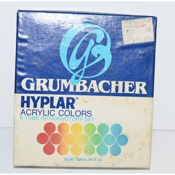 Grumbacher Other - Vtg Grumbacher Hyplair Acrylic Paint Metal Tubes Mixed Colors Lot of 6